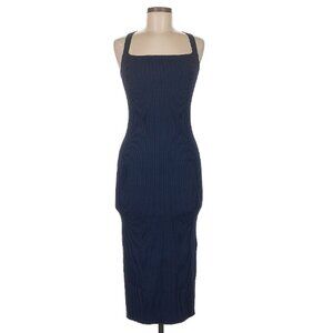 Theory Midnight Blue Ribbed Midi Dress